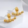 French Style Personalized Back Hanging Round Bead Simple And Fashionable Small Golden Bead 14k Gold Earrings