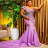 2024 ASO ebi Mermaid Lilac Prom Dress Crysts Beded Beded Evening Party Second Second Second Virthdy Congragement Dresses Robe de Soiree ZJ140