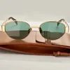 Солнцезащитные очки летние, маленькие, овальные, для вечеринки, золотистая металлическая оправа для женщин, эстетичный брендовый дизайнер, нейтральный цвет UV400