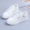 Femmes blanc haut qualité baskets automne à lacets fond épais chaussures plates décontractées anti-dérapant en plein air marche sport conseil chaussures Sapatos Femininos