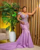 2024 ASO EBI MERMAID LILAC PROM DRESS BEADED CRYSTALS 고급스러운 저녁 공식 파티 두 번째 리셉션 50 번째 생일 약혼 가운 드레스 Robe de Soiree ZJ140