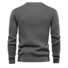 Men's T Shirts 2024 Spring Solid Plaid Basic Casual T-Shirts Long-sleeved Round Collar Tops Sports Shirt Men Slim Fit Knitted Pullover