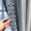 Moderno lujo plata gris apagón cortina cordón costura de alta gama cortina personalizada para sala de estar dormitorio cortinas persianas # 4 210235k