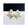 220907003 Diamondbox -Jewelry örhängen Ear Studs White Pearl Sterling 925 Silver Rhinestone Star Zirconia AKA 6-6 5 mm Round Penda2215