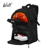حقائب الظهر Wolt Basketball Backpack حقيبة رياضية كبيرة مع مقصورة أحذية حامل الكرة لكرة السلة Voll216i