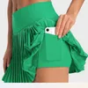 High Rise Micro Pleated Grand Slam Tennis Skirt Comfy Inner Short With Side Pockets 4-Way Stretch Lightweight Running Shorts 240304