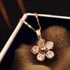 Большой кубический цирконий цветок кулон ожерелье женское колье ожерелье для свадебной вечеринки модные ювелирные изделия костюм корейские аксессуары293s