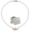 Colar de pérolas saturno contas pingente moda feminina colar de diamante casal jóias presente com embalagem box334p