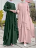 Etnisk kläder Fashion Solid Chiffon Dress Women Spring Sundress Muslim Zanzea Casual Long Sleeve Oregelbundet Vestidos Female Turkey Robe