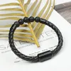 Bangle 1pc 16,5cm Handgemaakte Geweven Lederen Touw Magnetische Charms Armband Natuurlijke Tijgeroog Stenen Kralen Voor Mannen Sieraden party Gift