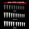 False Nails Clear Transparent Fake Half Coverage Tips Long Almond Water Drop For Decorated Set Press On