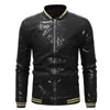 Men's Jackets Men Sequin Jacket Stand Collar Shiny Long Sleeves Zipper Closure Cardigan Mid Length Stage Show Dance Performance Coat