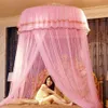 Moustiquaire romantique princesse moustiquaire suspendue dôme auvents de lit adultes filet dentelle ronde rideaux anti-moustiques pour lit Double 249I