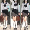 Basic JK Black Collar White Lines School Uniform Girl Sailor Suits Pleated Skirt Japanese Style Clothes Anime COS Costume 240226