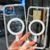 Étuis de téléphone magnétiques transparents, coque arrière en acrylique Transparent pour iPhone 15 pro max 14 13 12 11 XR, compatible avec chargeur Magsafe