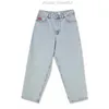 Skate Boy Jeans Designer Skater Jeans Wide Leg Loose Blue Denim Casual Pants