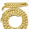 Heavy Men's 24K Real Yellow Solid Gold GF Necklace Bracelet set Solid Curb Chain jewelry SETS Classics210j