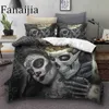 Fanaijia Sugar Skull Setding Sets King Beauty Kiss Duvet Cover Zestaw łóżka Czarne druk czarne łóżka łóżka Królowa Rozmiar Zapasy 210615320S