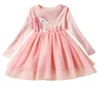 Тюлевое платье-пачка для маленьких девочек, 27 лет, детская дизайнерская юбка с длинными рукавами и принтом единорога, детские весенне-зимние платья6153515