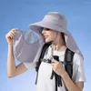 ワイドブリム帽子夏の女性メリル分離可能なフェイスマスクショール帽子と穴のある屋外バイザー保護キャップビーチ日焼け止め