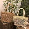 Bolsa de palha feminina feita à mão, cesta de tecido, sacola de praia, ombro de verão, férias, sacola de compras1300s