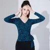 Stage Wear Square Dance Top Female Adult Long Sleeve Latin Clothes Ballroom National Standard Training