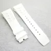 Faixa de relógio branca de 25 mm, pulseira de borracha com fecho dobrável de 20 mm para RM011 RM 50-03 RM50-01208a