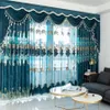 European Velvet Embroidery Chenille Bedroom Curtains for Living Room Modern Tulle Window Curtain Valance Decorate T2003232825