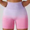 Lu Align Lemon Gradient Women Color Yoga Seamless Fiess Elastic Scrunch Push Up Sports Running Workout High midje Gym Shorts Gym Jogger Sport