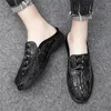 Demi-chaussures en cuir véritable pour hommes, chaussures de styliste décontractées, mocassins de luxe noirs, grande taille 240304
