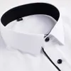 ツイルホワイトメンズドレスシャツ長袖スリムフィットビジネスメンフォーマルシャツフロントポケットマン衣類なしのカジュアルソリッド240305