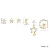 Stud Earrings MIGGA 6pcs/Set Cubic Zirconia Crystal Moon Star For Women Gold Color Jewelry