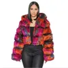 Inverno haining outono e novo falso quente casaco de pele com capuz feminino 5280