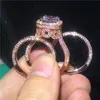 Anel solitário 18k ouro rosa vintage 3 em 1 diamante cz conjunto 925 prata esterlina jóias noivado casamento banda s para mulheres homens bij253s