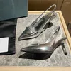 Sandálias 2024 moda estilingue mulheres stiletto luxo elegante mulher salto alto prata dourado apontado festa sapatos de escritório