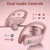 Draadloze Bluetooth-hoofdtelefoon met 48 uur afspeeltijd LED-display Over-ear oordopjes voor training Roze