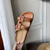 Summer 525 Women's Toe Cowhide Open Sandals Casual Slippers Leather Flat-Bottomed Beach And Slippersouter Wear Buckle Shoes Outer 399 Outer 827 outer