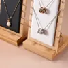 Jewelry Pouches Solid Bamboo Wooden Multiple Necklaces Easel Display Stand Holder Board Bracelet