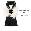 Basic JK Black Collar White Lines School Uniform Girl Sailor Suits Pleated Skirt Japanese Style Clothes Anime COS Costume 240226