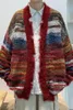 Мужские свитера, осенние японские свободные кардиганы больших размеров, мужские корейские модные повседневные вязаные зимние пальто контрастного цвета G106