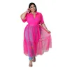 Robe d'été couleur unie pour femmes, chemise en maille, haut de grande taille