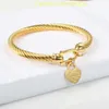 Collar colgante de plata de diseñador Brazalete de acero de titanio Cable de alambre Color dorado Brazalete con dijes de amor Pulsera con cierre de gancho para mujeres Hombres Joyería de boda tiffanans