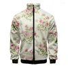 Jaquetas masculinas D Impresso Plantas Flor Jaqueta para Homens Outdoor Street Oversized Casaco Floral Padrão Zipper Mulheres Crianças Roupas