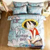 NIEUWE 100% polyester Katoen Een Stuk Anime Slaapkamer volledige koningin kingsize cartoon Beddengoed Sets Jongens Kinderen dekbedovertrek Set kussensloop T2531