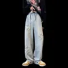 Old Jeans Mens Trendy Autumn American High Street Pants Brand Instagram Pi Shuai Loose Straight Leg Wide