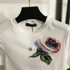 Kadınlar Artı Boyut T-Shirt Tasarımcıları T-Shirts Moda Kadınlar Yeni Alfabe Baskı Pin Tuzlu Bel Kısa Tarz Mahsul Kısa Kollu Üstler Üst Elbise