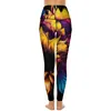 Damskie legginsy akwarelowe słonecznik seksowne kolorowe kwiaty push up jogi