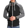 Erkek Hoodies Fermuar Kapatma Erkekler Ceket Kalın Kapüşonlu Patchwork Patchwork Orta Uzunluk Cepler Kış Sonbahar Hoodie