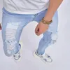 Jeans pour hommes Hip Hop déchiré en détresse hommes élégant Stretch pantalon en Denim maigre trous décontracté crayon Jean pantalon pour