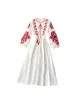 Платье женское в стиле инди-фолк с цветочной вышивкой и рукавами-фонариками, летнее плиссированное платье с высокой талией 2023, Allmatch Vestidos